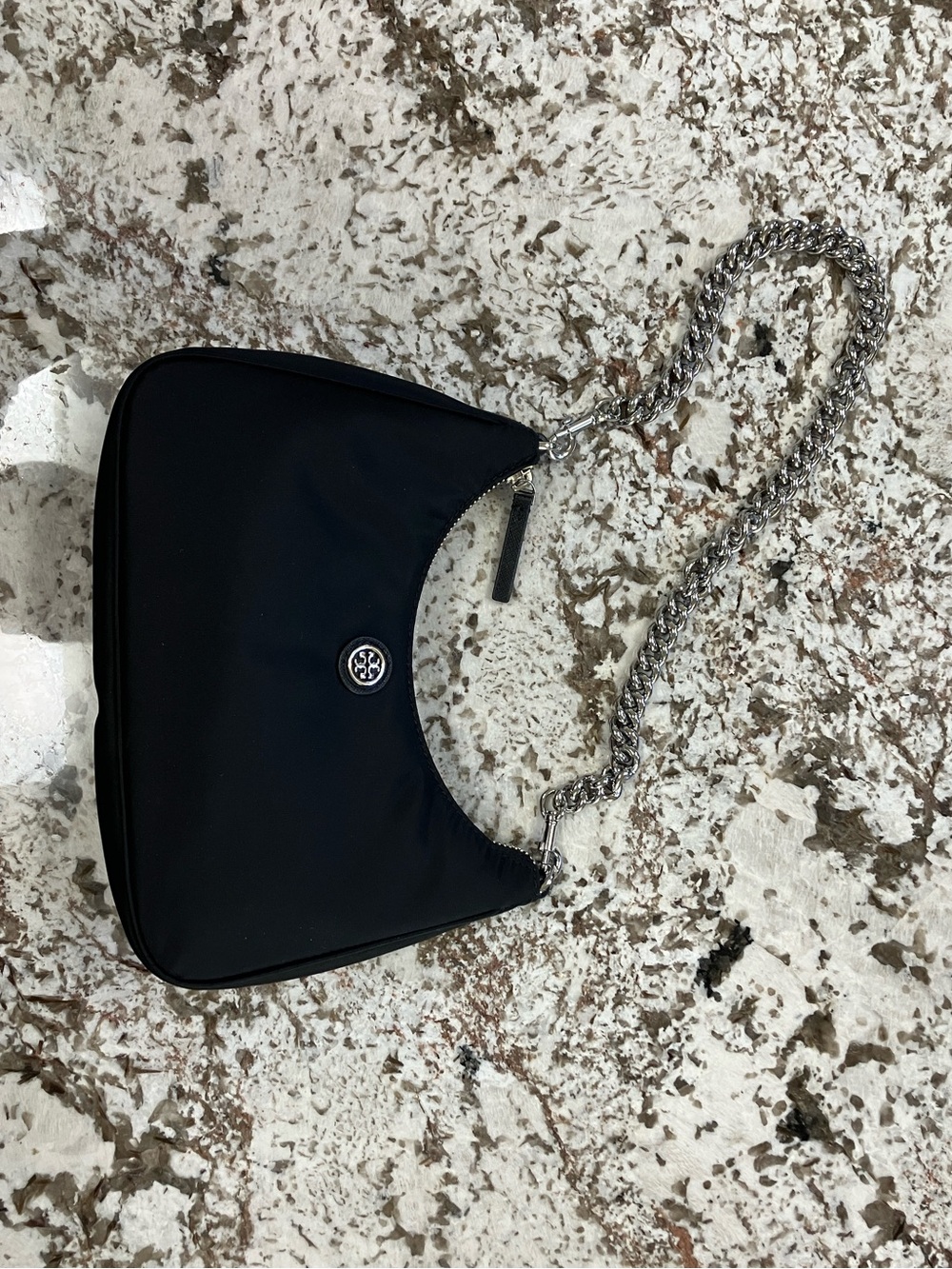 Tory Burch Black Nylon Chain-Handle Shoulder Bag